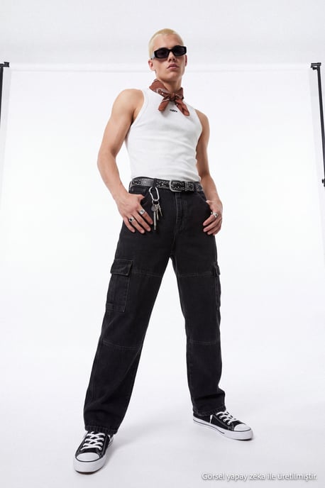 TRENDYOL MAN Herren Grau Einfarbig Boyfriend Normale Taille Jeans - Image 4