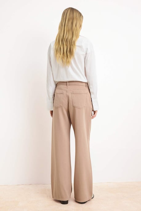 TRENDYOLMİLLA Damen Braun Einfarbig Weites Bein Hohe Taille Jeans - Image 3
