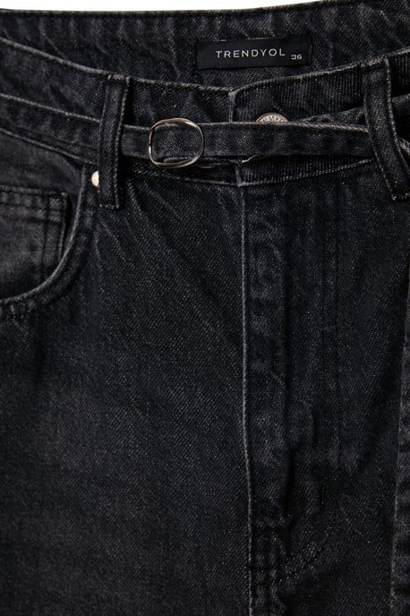 TRENDYOLMİLLA Damen Grau Einfarbig Weites Bein Hohe Taille Jeans - Image 5