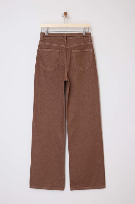 TRENDYOLMİLLA Damen Braun Einfarbig Weites Bein Hohe Taille Jeans - Image 4