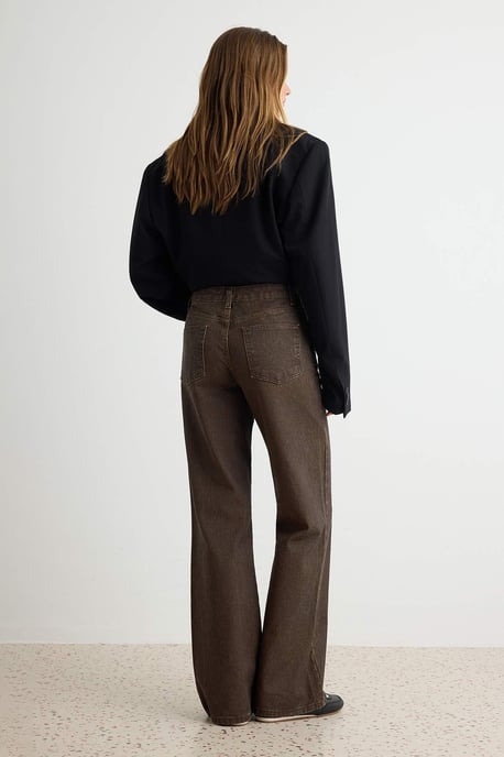 TRENDYOLMİLLA Damen Grau Einfarbig Weites Bein Hohe Taille Jeans - Image 3