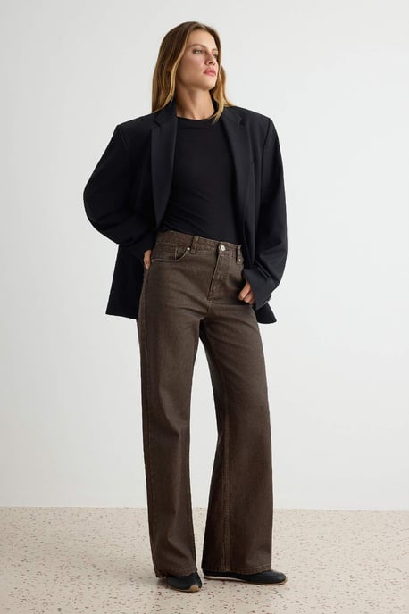 TRENDYOLMİLLA Damen Grau Einfarbig Weites Bein Hohe Taille Jeans - Image 4