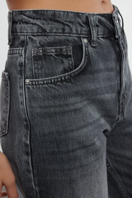 TRENDYOLMİLLA Damen Grau Einfarbig Weites Bein Hohe Taille Jeans - Image 3