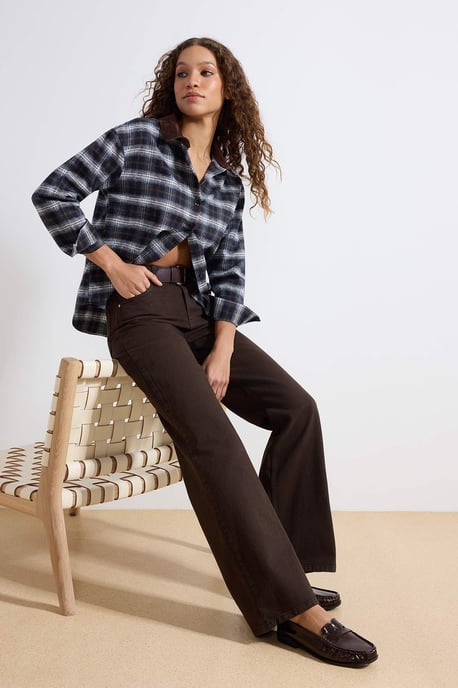 TRENDYOLMİLLA Damen Braun Einfarbig Weites Bein Hohe Taille Jeans - Image 5
