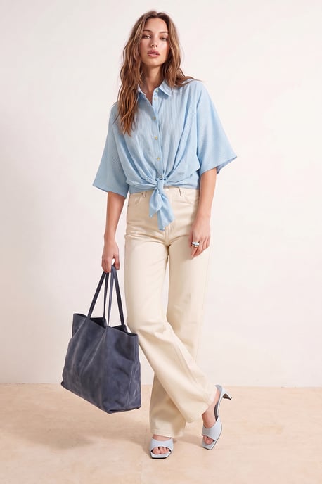 TRENDYOLMİLLA Damen Ecru Einfarbig Weites Bein Hohe Taille Jeans - Image 2