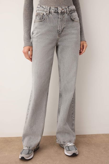TRENDYOLMİLLA Damen Grau Einfarbig Weites Bein Hohe Taille Jeans - Image 2