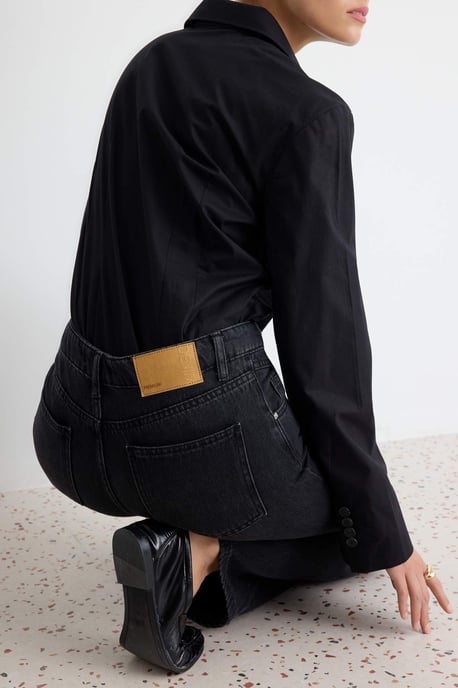 TRENDYOLMİLLA Damen Schwarz Einfarbig Weites Bein Hohe Taille Jeans - Image 2