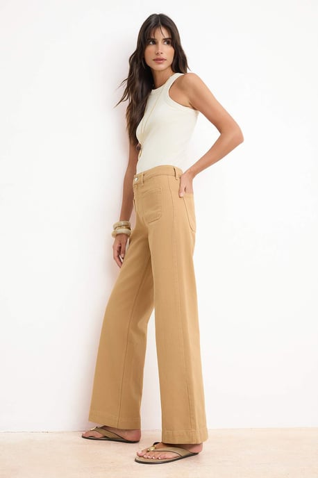 TRENDYOLMİLLA Damen Braun Einfarbig Weites Bein Hohe Taille Jeans - Image 2