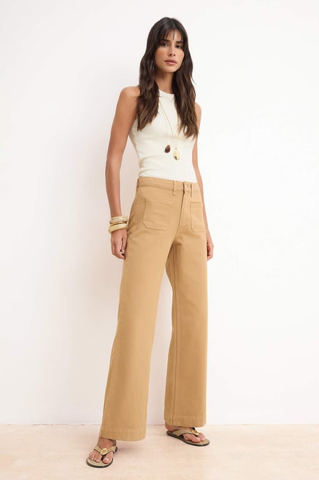 TRENDYOLMİLLA Damen Braun Einfarbig Weites Bein Hohe Taille Jeans - Image 4