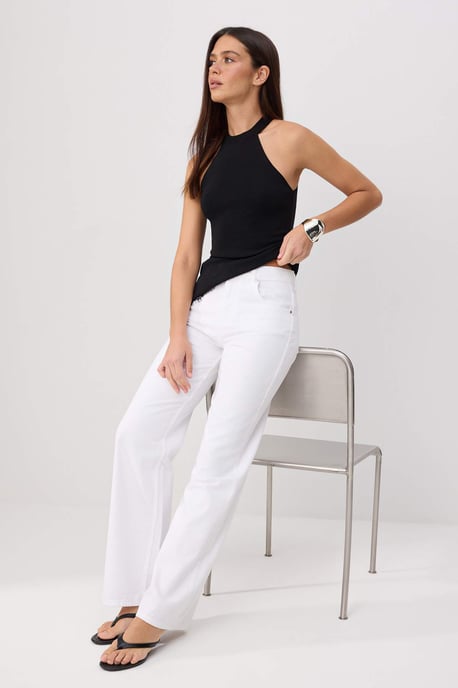 TRENDYOLMİLLA Damen Weiß Einfarbig Weites Bein Hohe Taille Jeans - Image 6