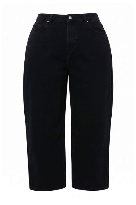 Trendyol Curve Damen Schwarz Einfarbig Barrel Hohe Taille Große Größen Jeans - Image 4