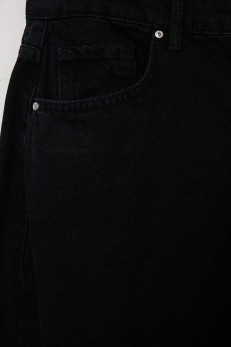 Trendyol Curve Damen Schwarz Einfarbig Barrel Hohe Taille Große Größen Jeans - Image 5