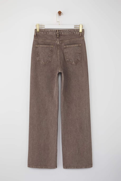 TRENDYOLMİLLA Damen Braun Einfarbig Weites Bein Hohe Taille Jeans - Image 5