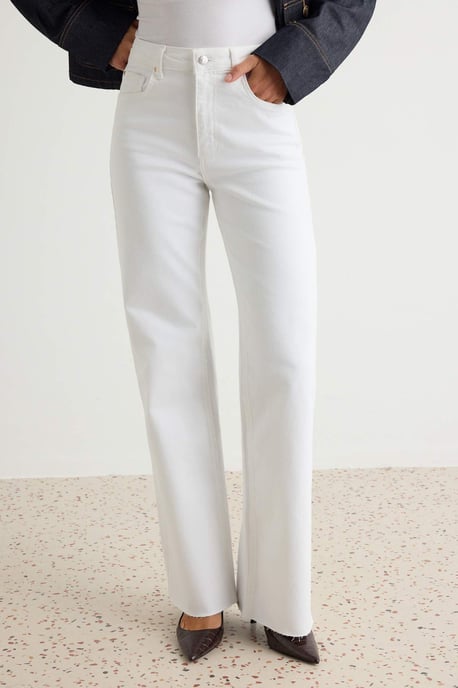 TRENDYOLMİLLA Damen Weiß Einfarbig Weites Bein Hohe Taille Jeans - Image 2