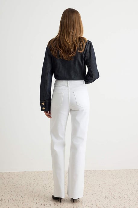 TRENDYOLMİLLA Damen Weiß Einfarbig Weites Bein Hohe Taille Jeans - Image 3