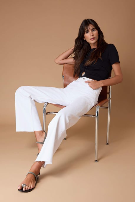 TRENDYOLMİLLA Damen Weiß Einfarbig Weites Bein Hohe Taille Jeans - Image 4
