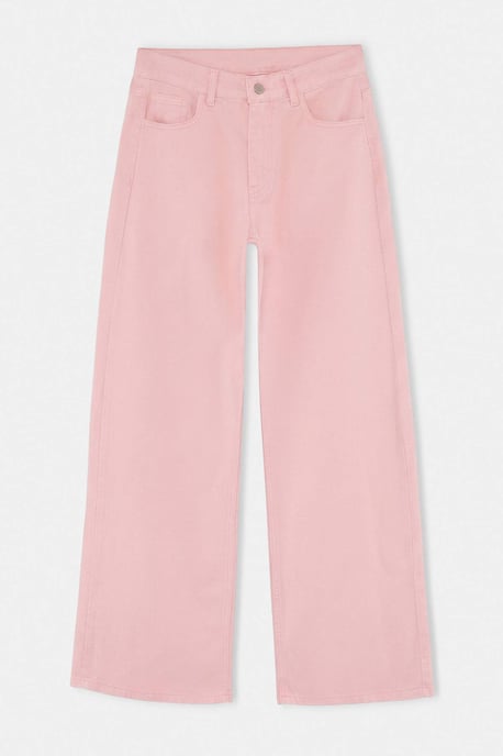TRENDYOLMİLLA Damen Rosa Einfarbig Weites Bein Hohe Taille Jeans - Image 5
