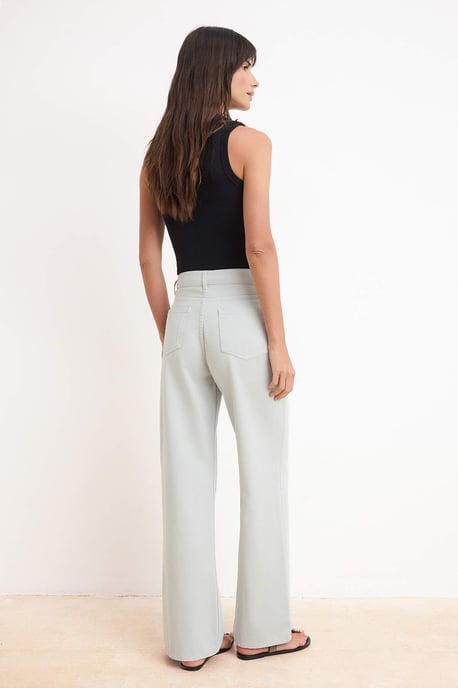 TRENDYOLMİLLA Damen Grau Einfarbig Weites Bein Hohe Taille Jeans - Image 3