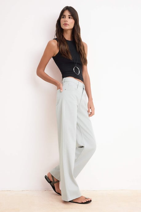 TRENDYOLMİLLA Damen Grau Einfarbig Weites Bein Hohe Taille Jeans - Image 4