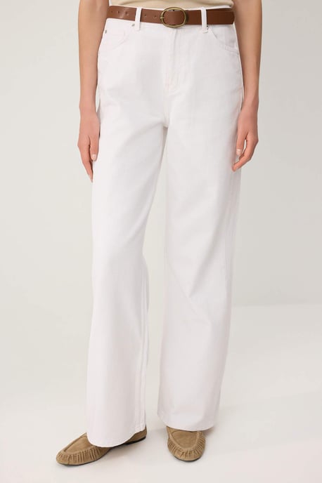 TRENDYOLMİLLA Damen Weiß Einfarbig Weites Bein Hohe Taille Jeans - Image 2