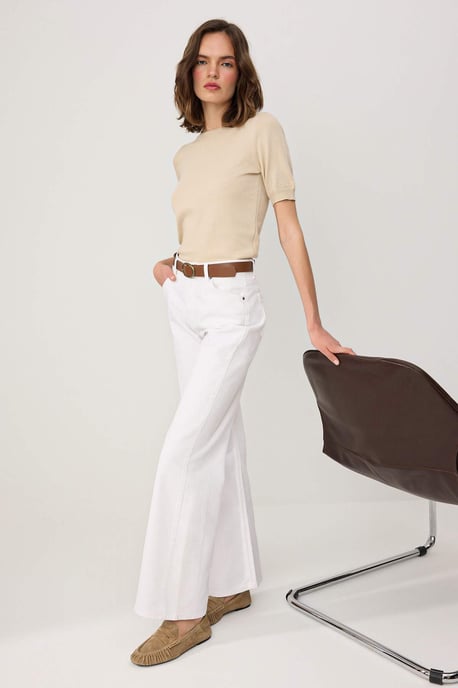 TRENDYOLMİLLA Damen Weiß Einfarbig Weites Bein Hohe Taille Jeans - Image 4