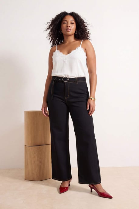 Trendyol Curve Damen Schwarz Einfarbig Hohe Taille Große Größen Jeans - Image 2