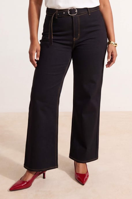 Trendyol Curve Damen Schwarz Einfarbig Hohe Taille Große Größen Jeans - Image 3