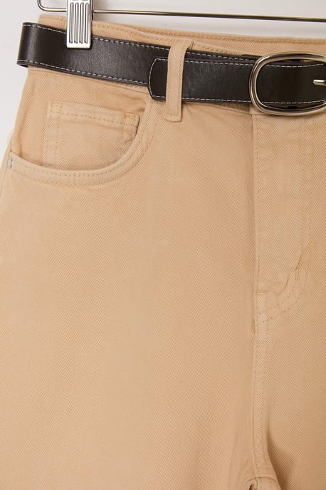 TRENDYOLMİLLA Damen Beige Einfarbig Weites Bein Hohe Taille Jeans - Image 2