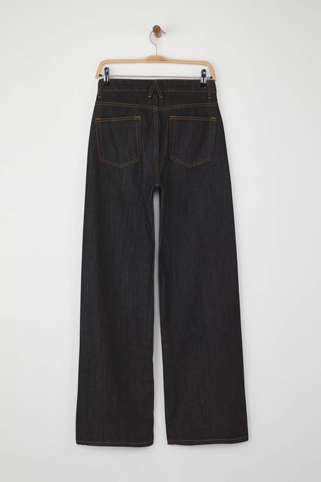 TRENDYOLMİLLA Damen Schwarz Einfarbig Weites Bein Hohe Taille Jeans - Image 5