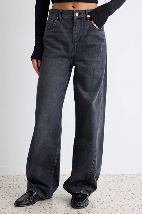 TRENDYOLMİLLA Damen Grau Einfarbig Barrel Hohe Taille Jeans - Image 2