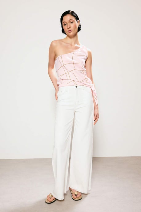 TRENDYOLMİLLA Damen Ecru Einfarbig Weites Bein Hohe Taille Jeans - Image 1