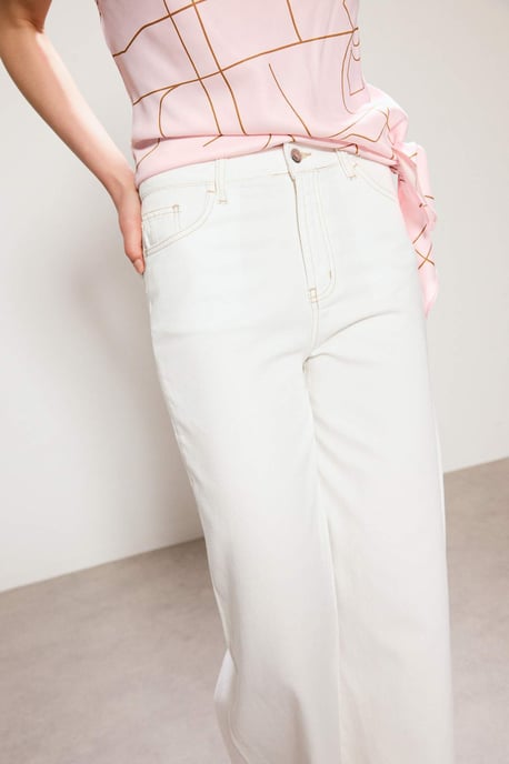 TRENDYOLMİLLA Damen Ecru Einfarbig Weites Bein Hohe Taille Jeans - Image 2