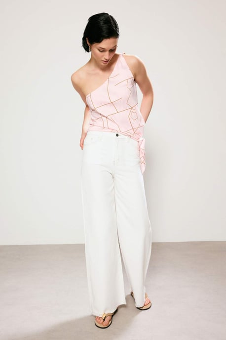 TRENDYOLMİLLA Damen Ecru Einfarbig Weites Bein Hohe Taille Jeans - Image 5