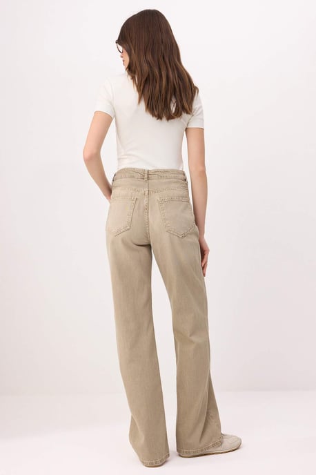TRENDYOLMİLLA Damen Beige Einfarbig Weites Bein Hohe Taille Jeans - Image 3