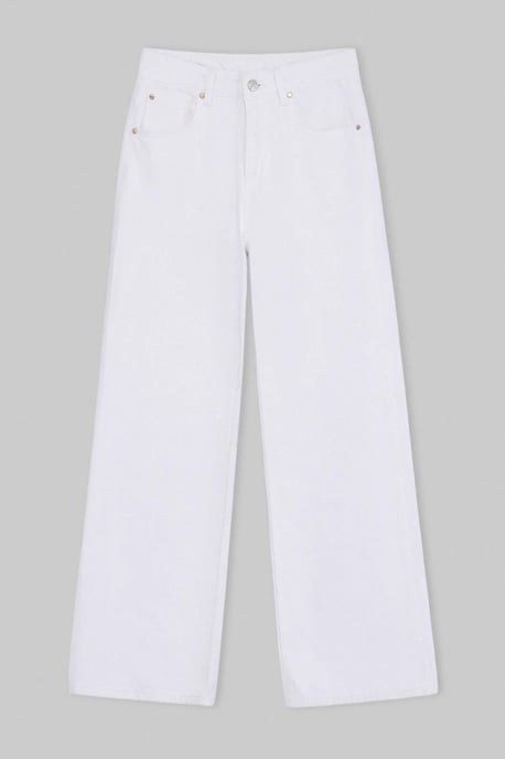 TRENDYOLMİLLA Damen Weiß Einfarbig Weites Bein Hohe Taille Jeans - Image 4