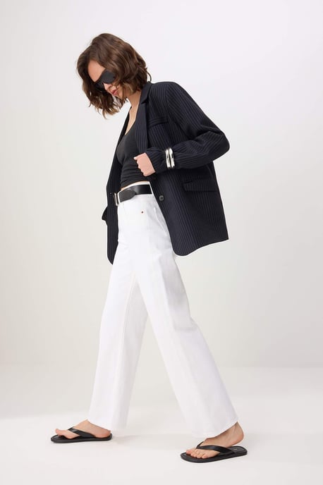 TRENDYOLMİLLA Damen Weiß Einfarbig Weites Bein Hohe Taille Jeans - Image 6