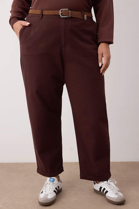 Trendyol Curve Damen Braun Einfarbig Mom Hohe Taille Große Größen Jeans - Image 2