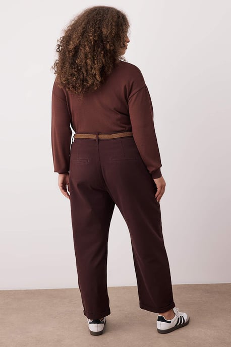 Trendyol Curve Damen Braun Einfarbig Mom Hohe Taille Große Größen Jeans - Image 3