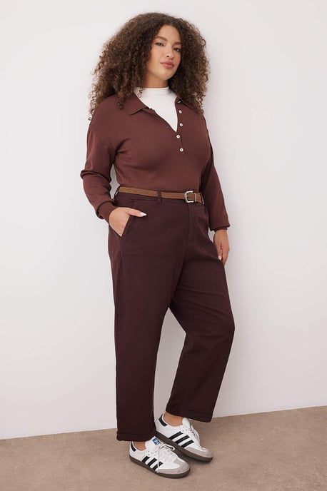 Trendyol Curve Damen Braun Einfarbig Mom Hohe Taille Große Größen Jeans - Image 6