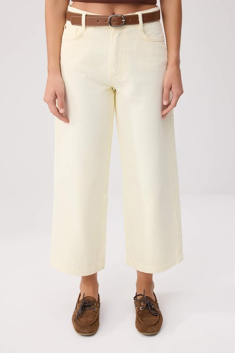 TRENDYOLMİLLA Damen Gelb Einfarbig Culotte Hohe Taille Jeans - Image 2