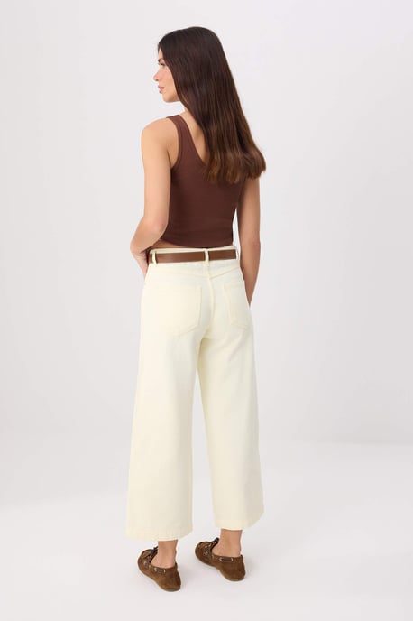 TRENDYOLMİLLA Damen Gelb Einfarbig Culotte Hohe Taille Jeans - Image 3