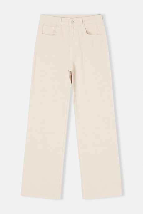 TRENDYOLMİLLA Damen Ecru Einfarbig Weites Bein Hohe Taille Jeans - Image 4