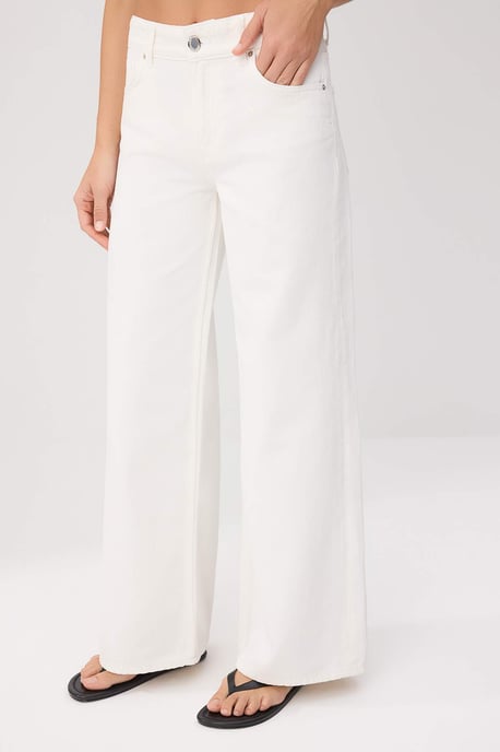 TRENDYOLMİLLA Damen Ecru Einfarbig Weites Bein Hohe Taille Jeans - Image 2