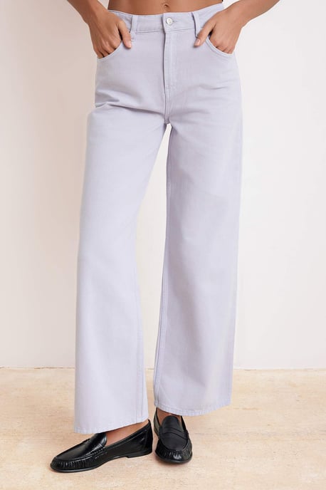 TRENDYOLMİLLA Damen Lila Einfarbig Weites Bein Hohe Taille Jeans - Image 1