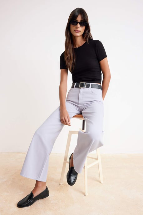 TRENDYOLMİLLA Damen Lila Einfarbig Weites Bein Hohe Taille Jeans - Image 2
