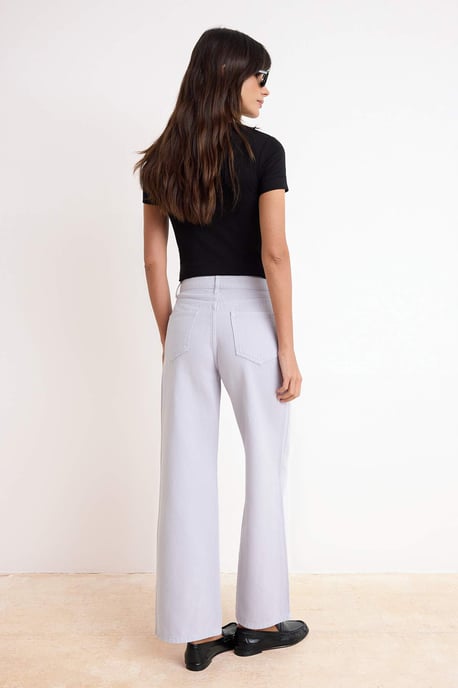 TRENDYOLMİLLA Damen Lila Einfarbig Weites Bein Hohe Taille Jeans - Image 3