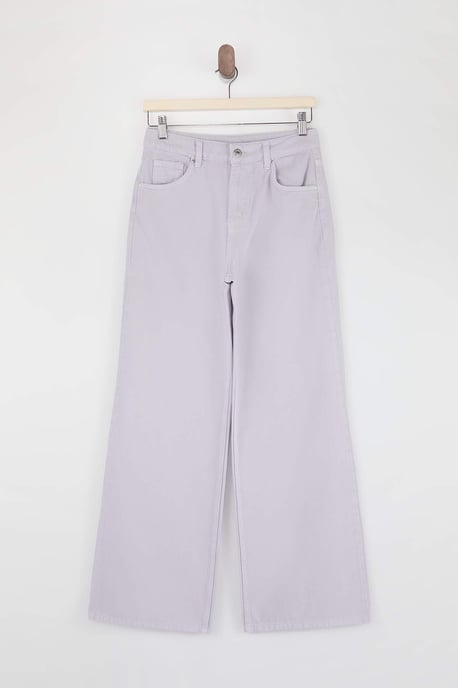 TRENDYOLMİLLA Damen Lila Einfarbig Weites Bein Hohe Taille Jeans - Image 4