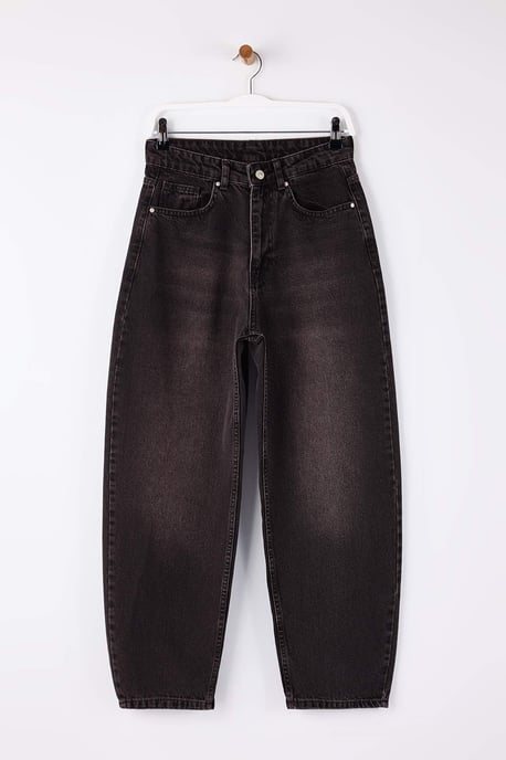 TRENDYOLMİLLA Damen Braun Einfarbig Barrel Hohe Taille Jeans - Image 4