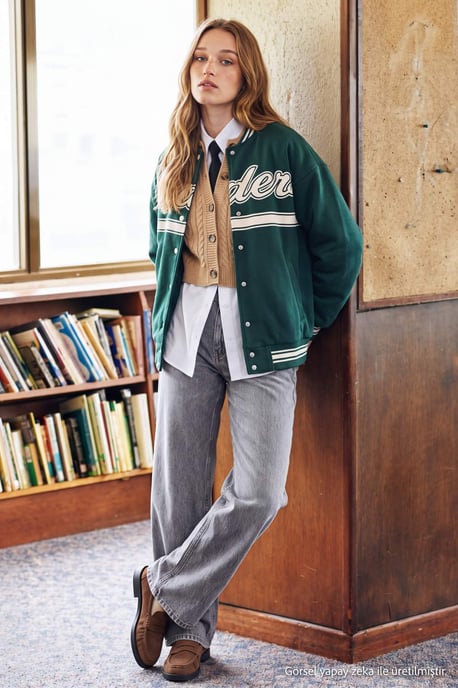 TRENDYOLMİLLA Damen Grau Einfarbig Weites Bein Normale Taille Jeans - Image 1