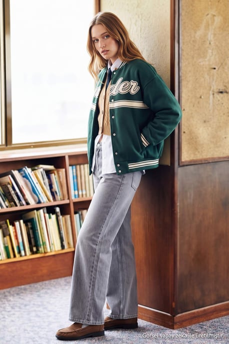 TRENDYOLMİLLA Damen Grau Einfarbig Weites Bein Normale Taille Jeans - Image 4
